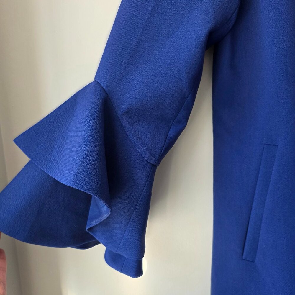 ALFANI Ruffle Sleeve Zip Front Jacket | Med | Crew Neck Lined Suit Topper NWT - Picture 3 of 10
